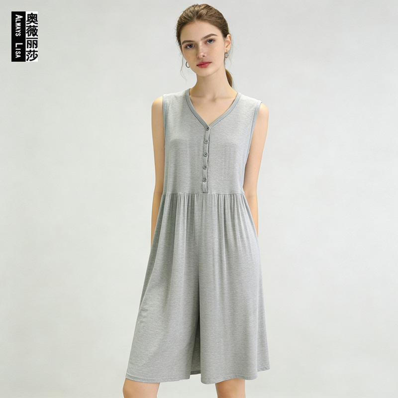 Cross-Border Plus-Size European and American Style Modal Maternity Wear Summer Short-Sleeve Maternity Pajamas Pregnancy and Nursing Simple Dress Cross-Border Plus-Size European and American Style Modal Maternity Wear Summer Short-Sleeve Maternity Pajamas Pregnancy and Nursing Simple Dress