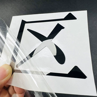 定制分体贴标 金属质感PET标牌 哑光黑色 撕膜留字字体镂空分体
