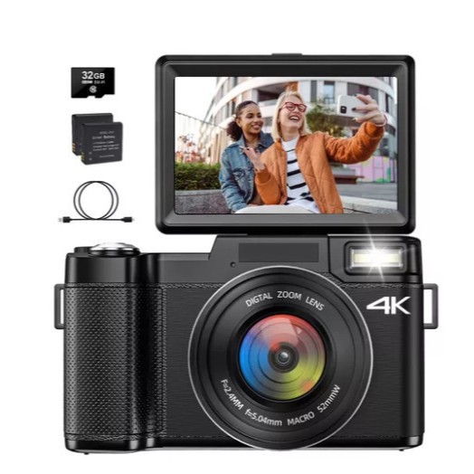 跨境电商数码相机录像摄像机4800万全高清 4K带翻转高清屏幕R2S