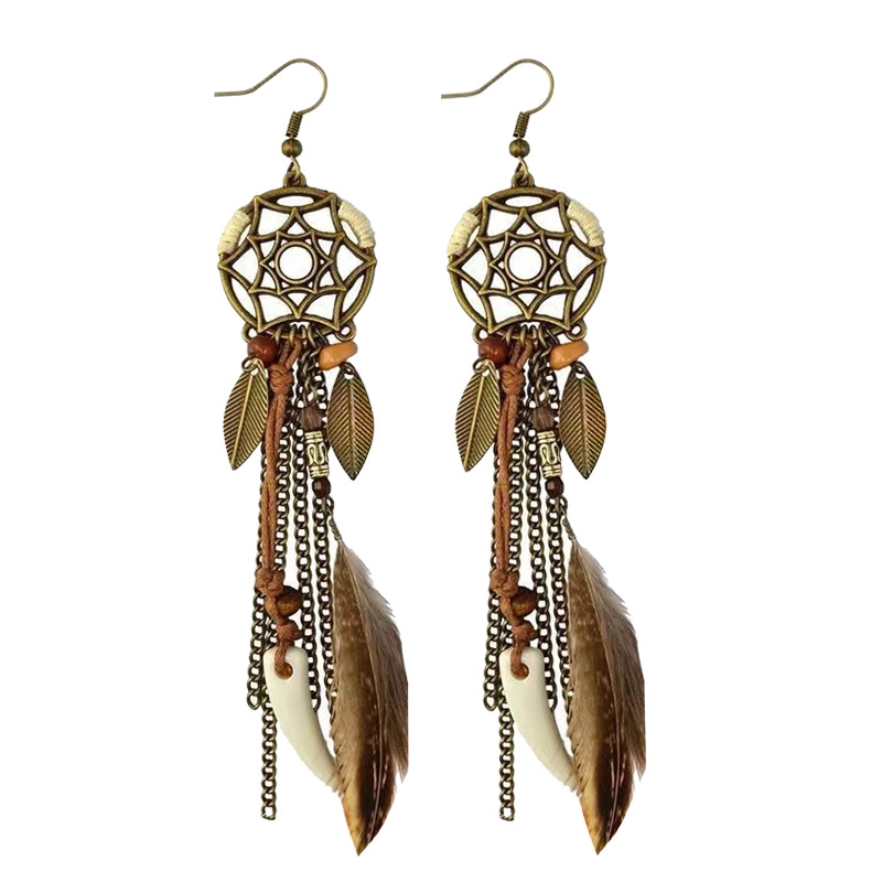 [Model 4-Brown Feather]-Silver Hook