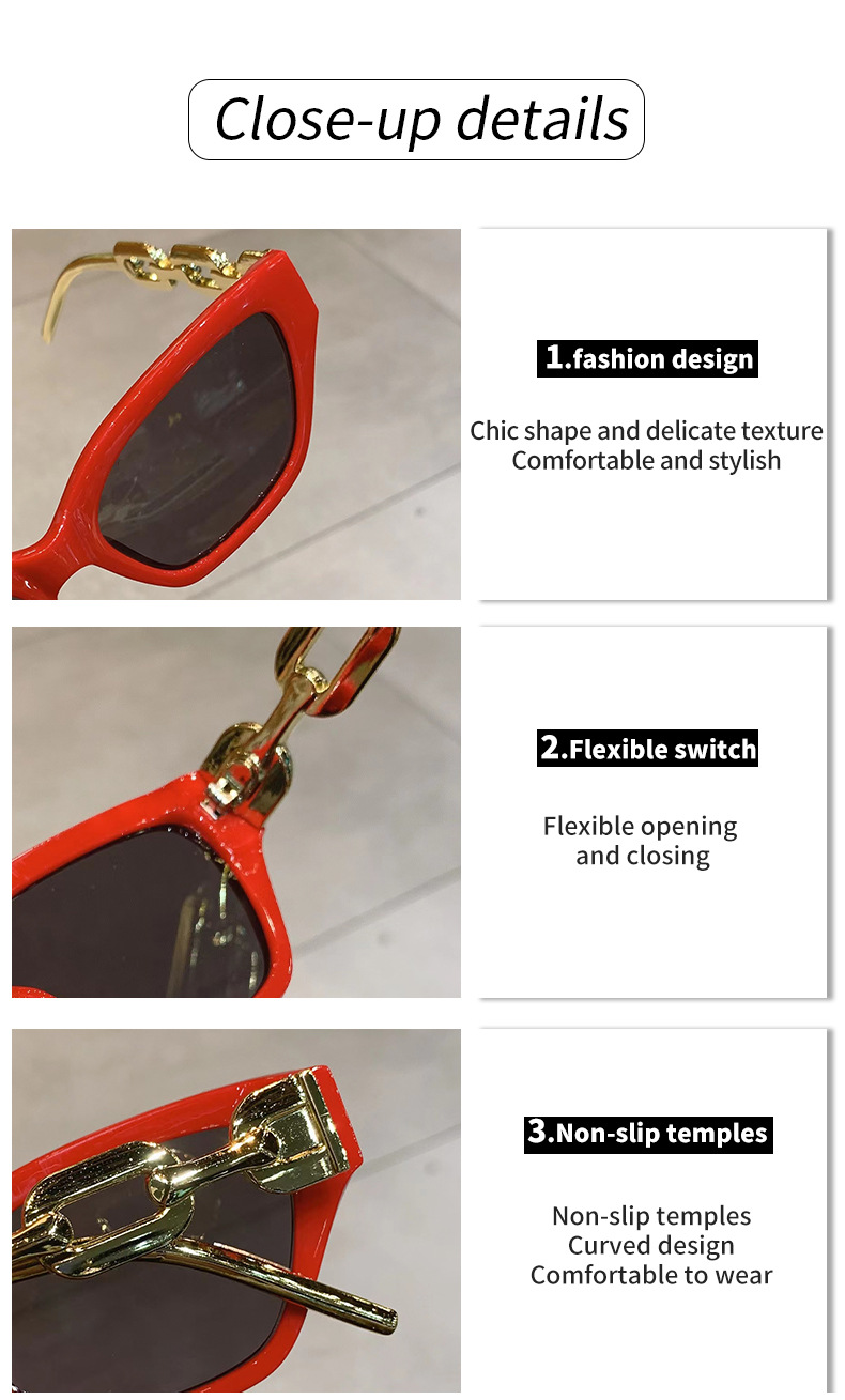 European And American Personalized Hip Hop Sunglasses Leg Chain Sunglasses Fashion Polygonal Small Frame Trendy Street Photography Sunglasses_viptrois.com