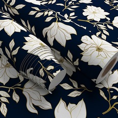 跨境新款牆紙23白璧微瑕花卉黑白自粘牆貼批發臥室背景牆防水貼紙