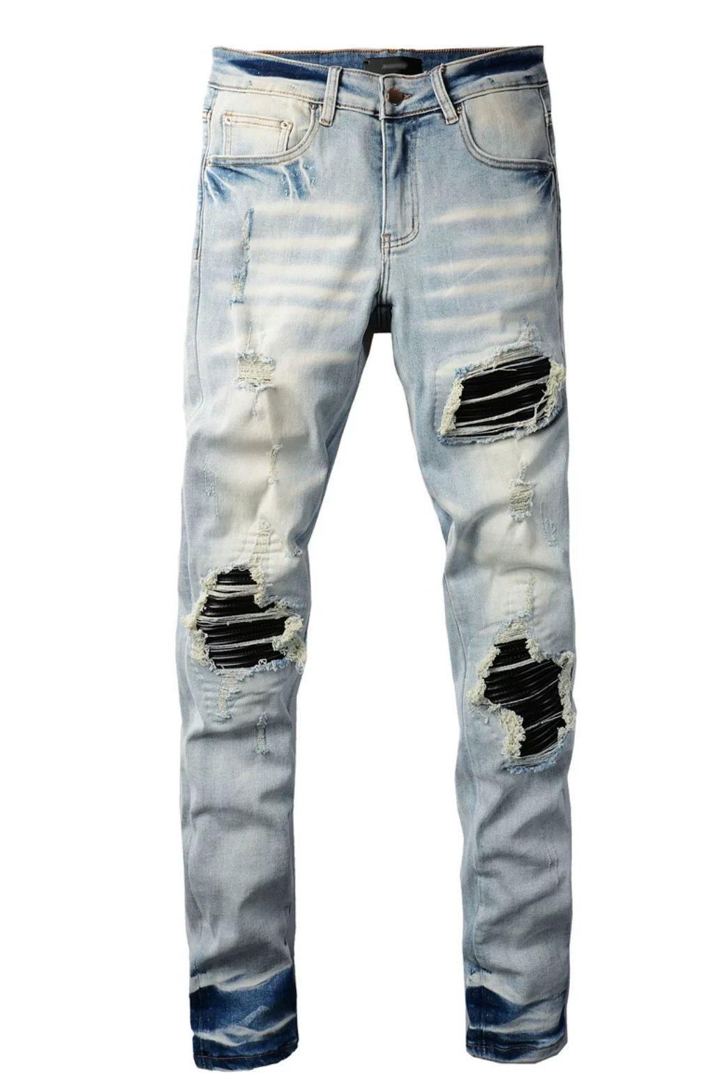 Hip Hop Trendy Ripped Skinny Jeans American Street Style Popular In Europe And America Perfect For A Niche Market Look 2026 Men's Denim_mkmklike.com