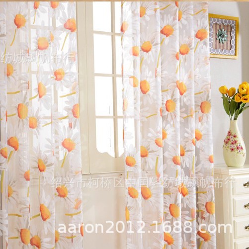 Cross-Border Exclusive Factory Direct Sale Burnt-Out Yarn Sunflower Finished Curtain Yarn Curtain Wish Popular Window Screen