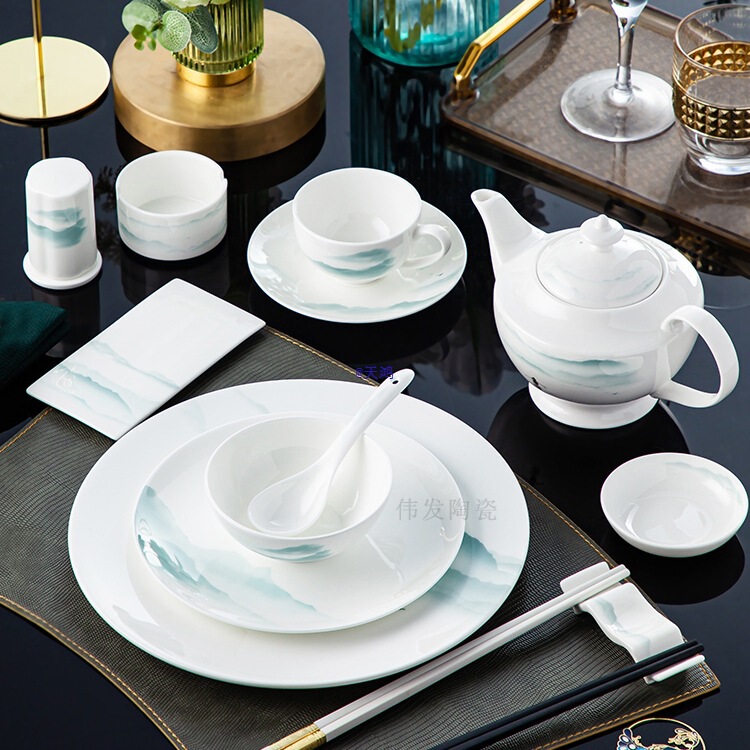 Hotel Bone China Tableware Four-Piece Set Restaurant Commercial Club Dish Set