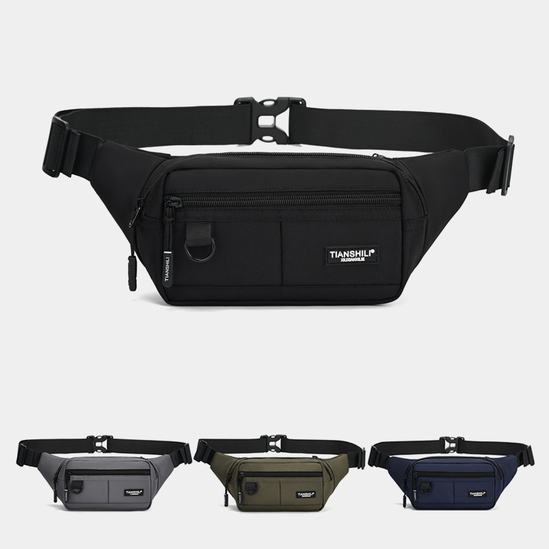 New cross-border waist bag, suitable for outdoor activities, running, and construction sites; durable, with large capacity, versatile design, and multiple zippers