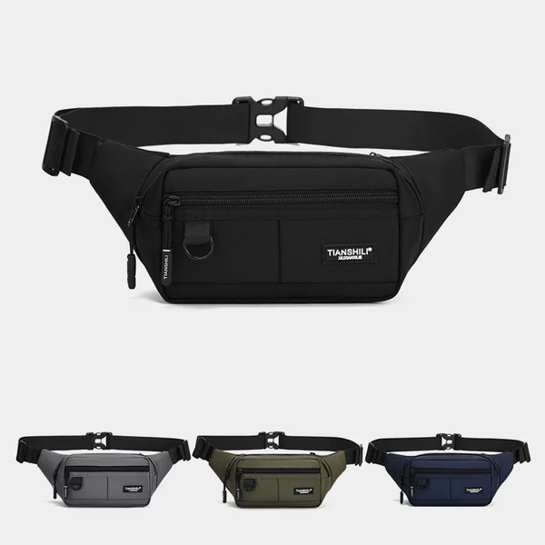 New cross-border waist bag, suitable for outdoor activities, running, and construction sites; durable, with large capacity, versatile design, and multiple zippers