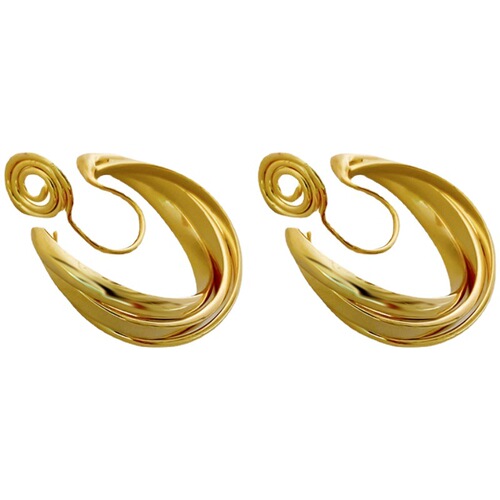 Mosquito coil hoop earrings for women, high-end French style ear clips without piercings, simple and fashionable internet celebrity earrings