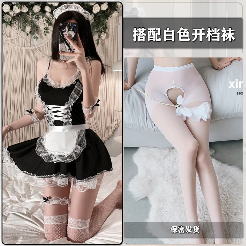 [set] headgear + neck ring + clothes + bracelets + leg ring + t pants + white open stockings