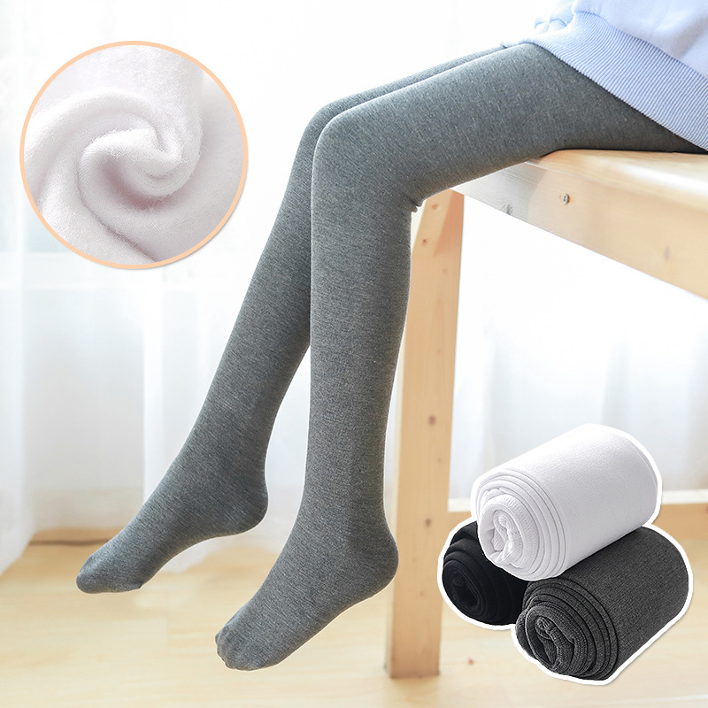 2021 autumn and winter new children's leggings White dance socks anti-Pilling cotton dragon claw wool thin velvet girls' pantyhose