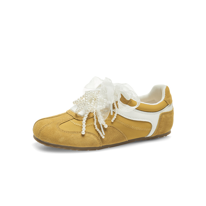 Augustion zapatos de entrenamiento alemanes amarillos para mujer 2025 nuevo ballet de verano Forrest Gump zapatos blancos deportivos y casuales