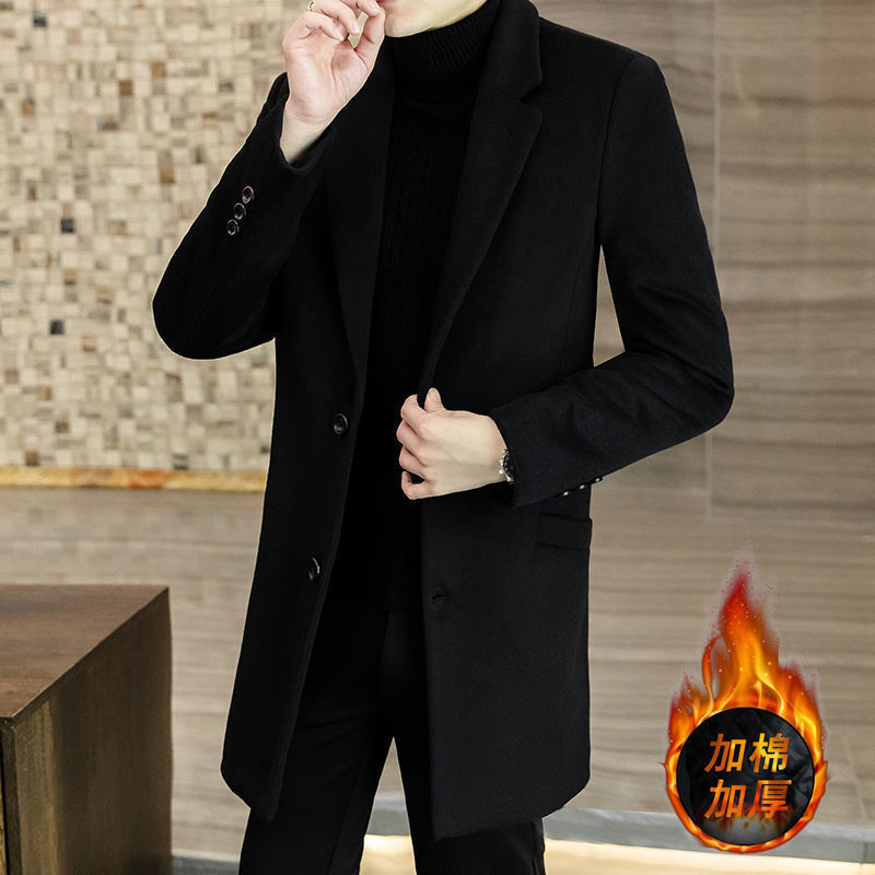 可穿到280斤中年男士胖子大码休闲中长款羊毛呢大衣男士呢子风衣