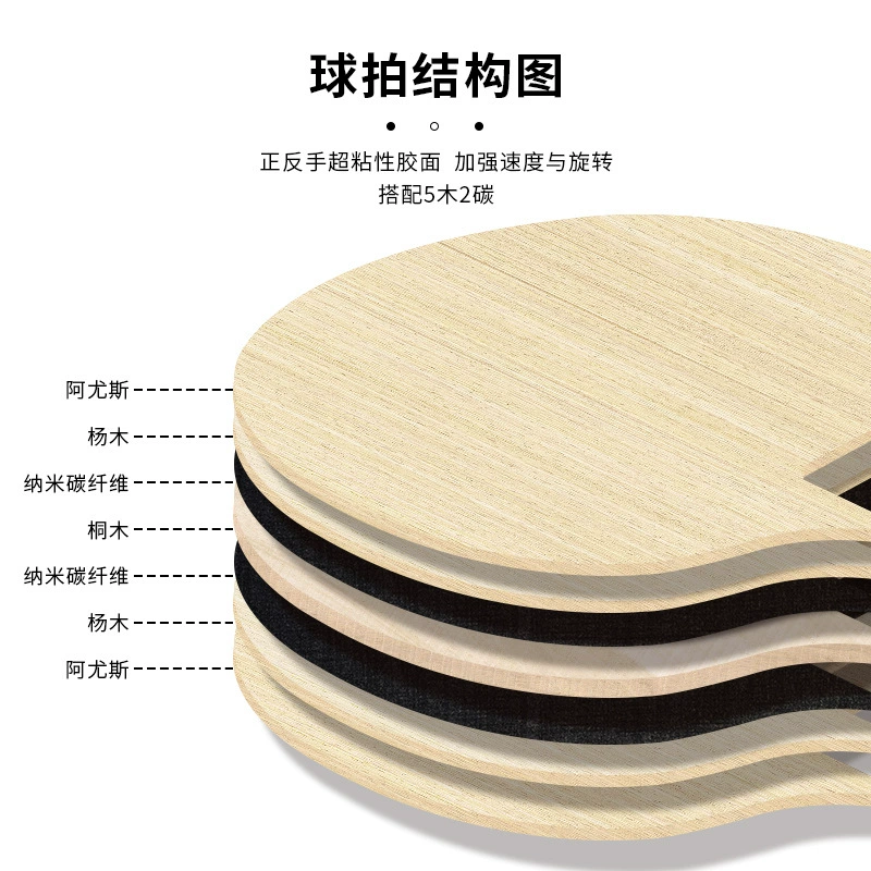 Table tennis racket (LOKI) R6 — six‑star Ayus carbon blade, anti‑glue competition pro