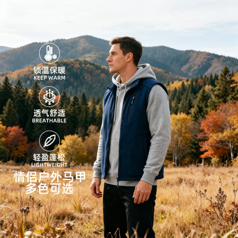 Autumn and winter double-sided fleece vests wholesale for couples, large size casual warm jackets, outerwear, and workwear Autumn and winter double-sided fleece vests wholesale for couples, large size casual warm jackets, outerwear, and workwear