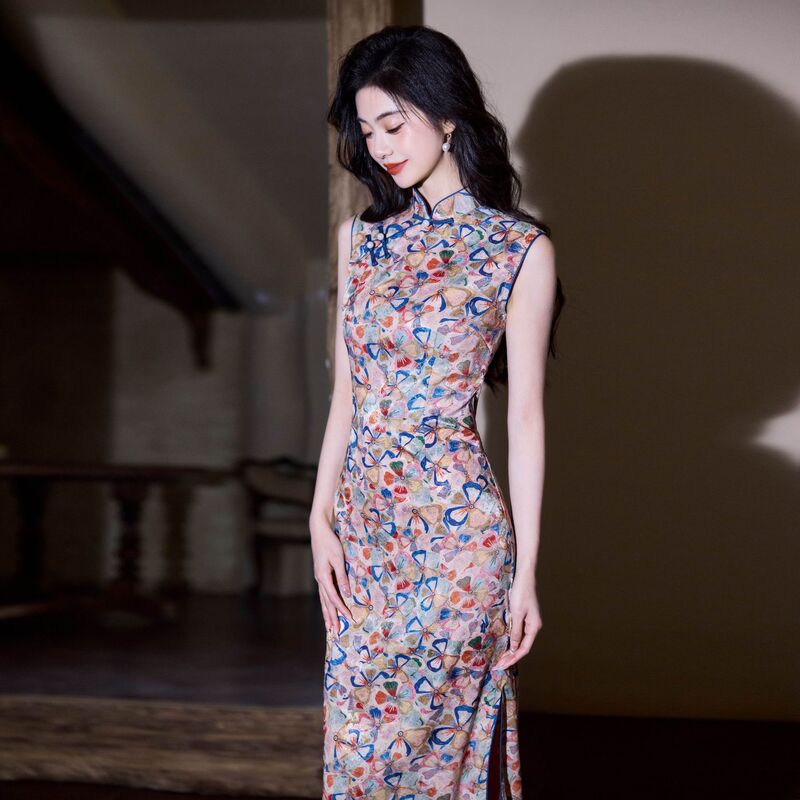 Qiyige Spring/Summer New Sleeveless Cheongsam Suzhou Internet Celebrity Cheongsam National Style Colorful Retro Cheongsam Spring/Summer New Collection Qiyige Spring/Summer New Sleeveless Cheongsam Suzhou Internet Celebrity Cheongsam National Style Colorful Retro Cheongsam Spring/Summer New Collection