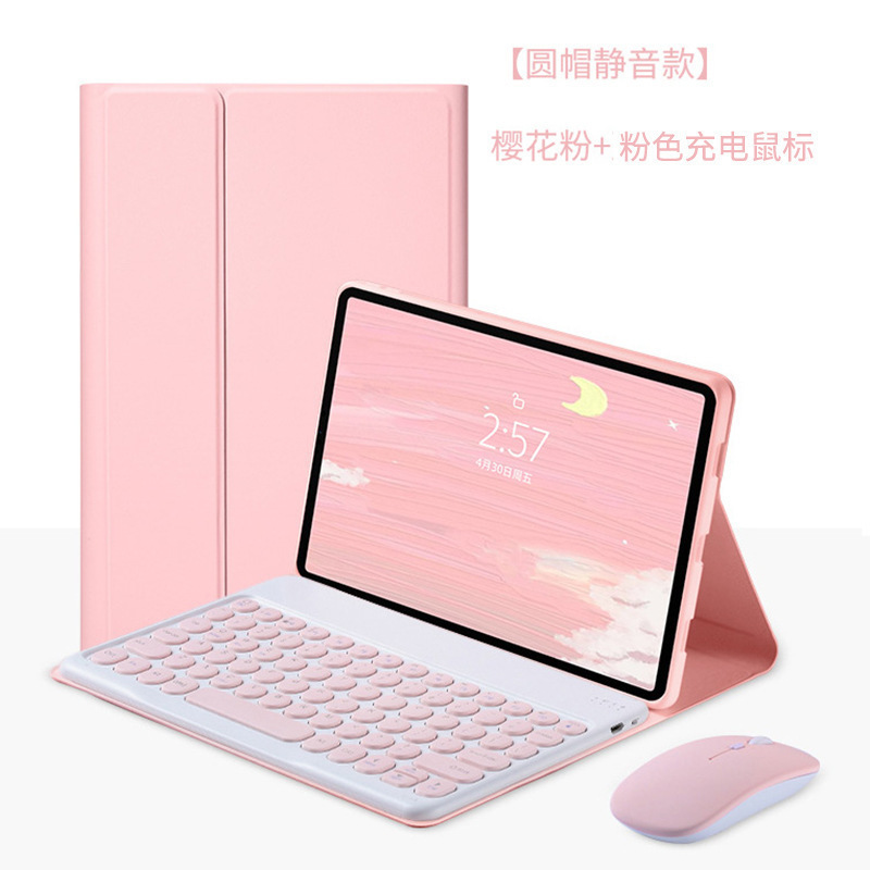 For Amazon Fire HD10 2021 Round Key Cap Touch Bluetooth Keyboard Leather Case HD10 Keyboard Case