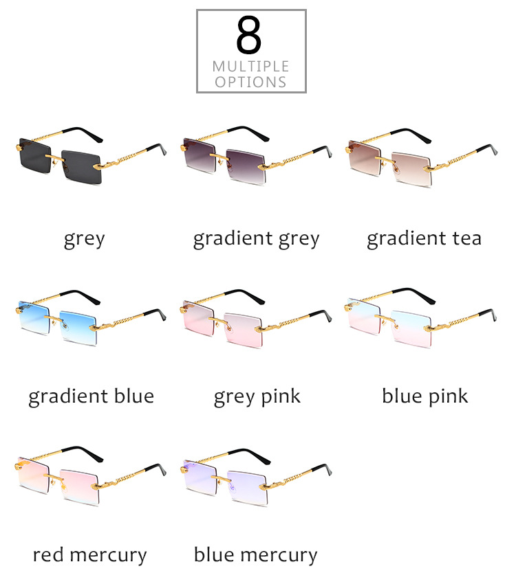 60g Weight Frameless Glasses Structure Sunglasses Classification PC, UV400 Protection Lens Material Square Glasses Style Casual, Daily Occasion Solid Color Pattern Unisex Gender Retro, Simple Style Style Gold, Black Color Retro Simple Style Solid Color PC UV400 Protection Square Frameless Women's Sunglasses 4