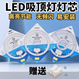 led吸顶灯芯家用改造光源模组磁吸免打孔灯盘超亮节能环形替换灯