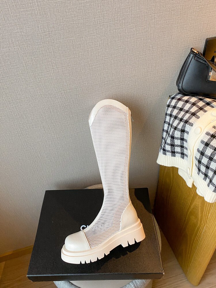Boot nữ da lưới thoáng khí mùa hè, đế dày rỗng, ống rộng cho chân to — Màu nâu ống lớn, Màu đen cổ ống lớn, Ống nhỏ màu đen, Ống nhỏ màu be chi tiết 31
