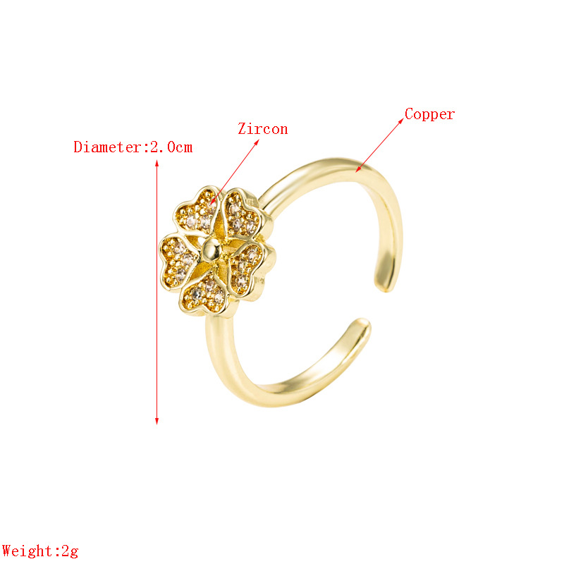 Creative Bowknot Flower-shaped Open Copper Ring display picture 1