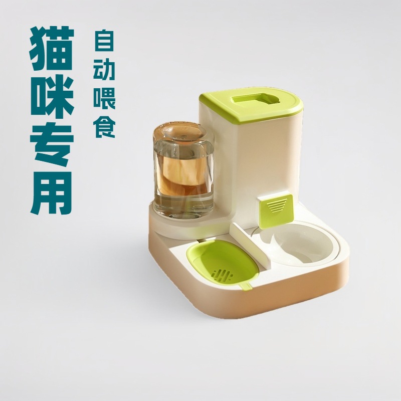 Nuevo gato Alimentador automático dispensador de agua renovación automática de agua húmeda y seca separación de gran capacidad Pet Bowl gato tazón al por mayor