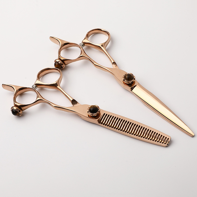 CNC-gefräste, bernsteinfarbene Diamant-Geradeschere aus Zhangjiagang, professionelle Friseurschere_voghion.com