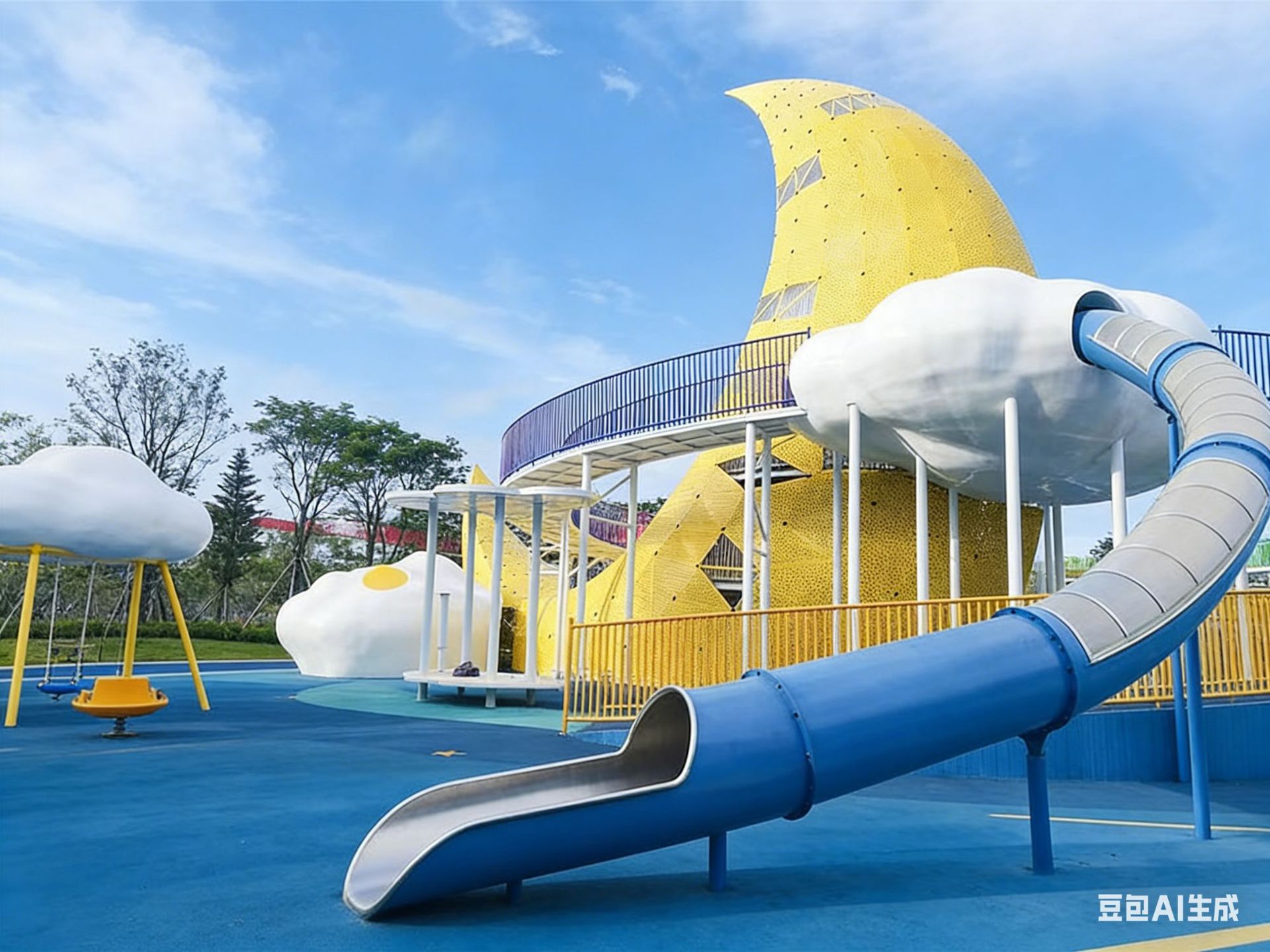 Conjunto de tobogán grande de acero inoxidable para exteriores, equipo de juego personalizado para jardines de infancia y comunidades infantiles.