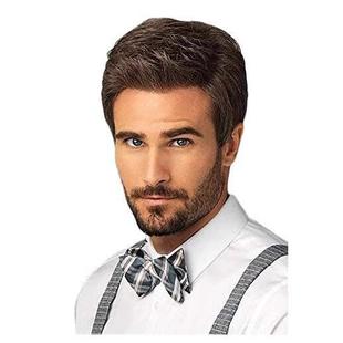 Cross-Border Supply European and American Wigs for Men, Brown and Black Short Straight Hair, Rose Net High Temperature Resistant Fake Headgear Cross-Border Supply