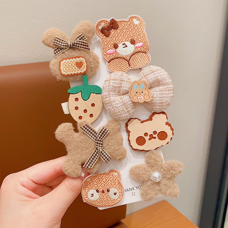 Red leche café brocas para el cabello bebé peludo brocas de arco brocas para el cabello de chicas caricaturas frente brocas para el cabello hechas a mano