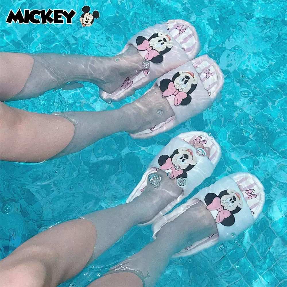 Летние подлинные Микки Минни дома легкие и удобные холодные тапочки сетка красная пара забавные мультяшные тапочки мужская леди