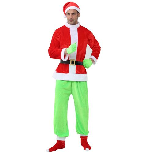 Christmas cosplay outfit: Santa Claus, Grinch, and Green Monster—party performance costume, European and American style.