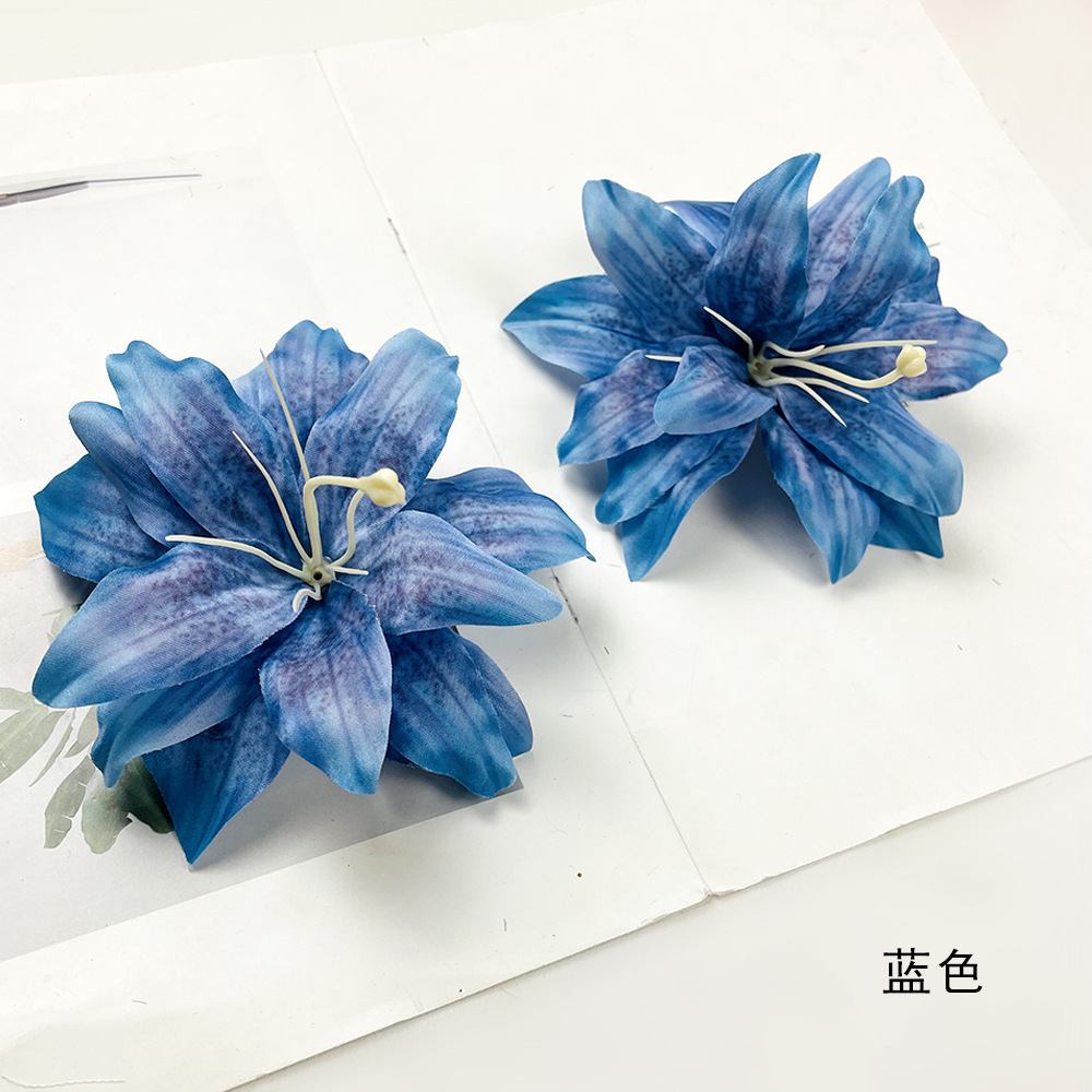 Impresión de simulación de flores de lirio hechas a mano DIY pinzas de flores material de tocado paquete de accesorios de flores adornos de fotografía