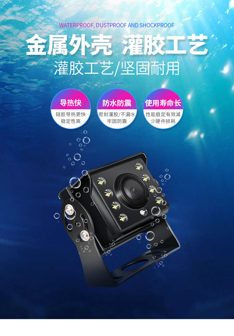 Truck High-Definition Vehicle-Mounted Surveillance Rearview Camera Ahd Night Vision Dual-Control Eight-Light Aviation Reversing Mirror Camera