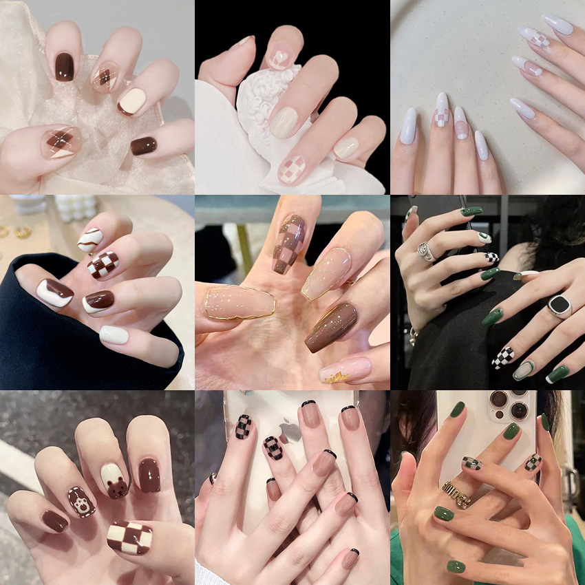 Etiqueta engomada del clavo usable tablero de la rejilla desgaste esmalte de uñas pieza de uñas parche de uñas extraíble acabado uñas