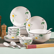 碗碟套装中式陶瓷碗家用餐具饭碗菜盘子国潮风碗筷套装
