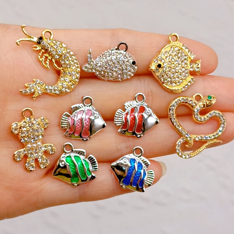 新しいオーシャンシリーズ合金ドリップオイルフィッシュロブスターヘビ形状マルチイヤリングネックレスブレスレットペンダントビーチジュエリー|undefined