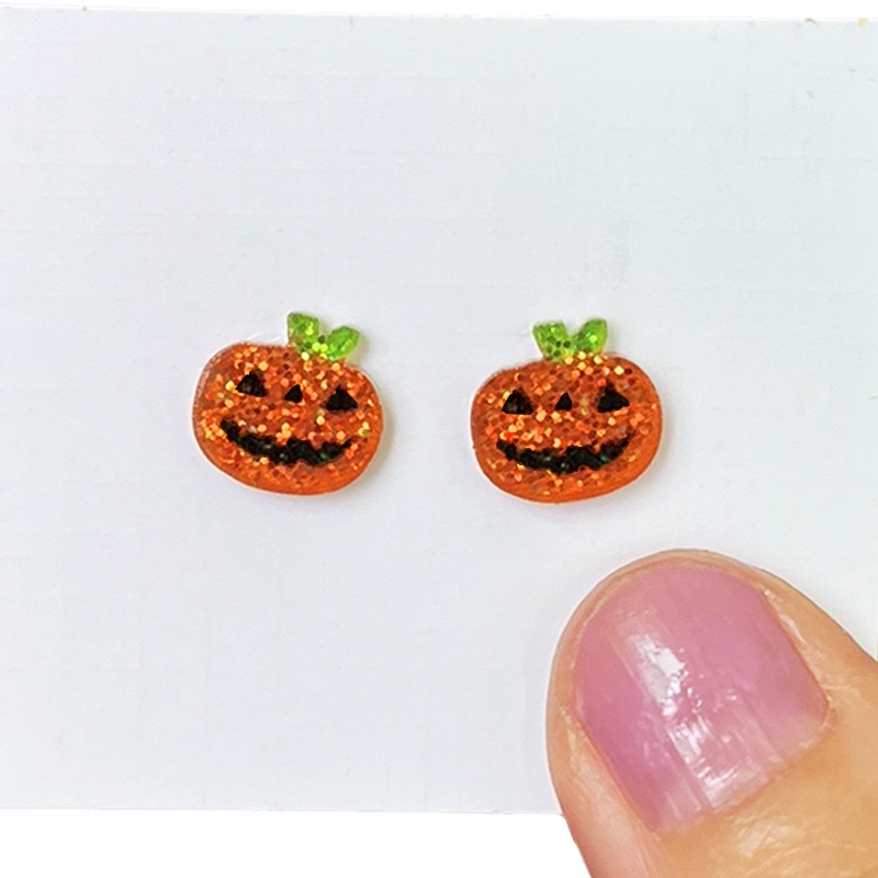 アマゾンソースハロウィーンかわいいミニきらきらとした洗練されたピアスかわいい幽霊キャンディーカボチャ黒猫|undefined