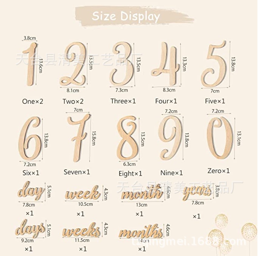 19 piezas de madera bebé hito digital hito de madera recién nacido fotografía apoyos hito de madera tarjeta mensual