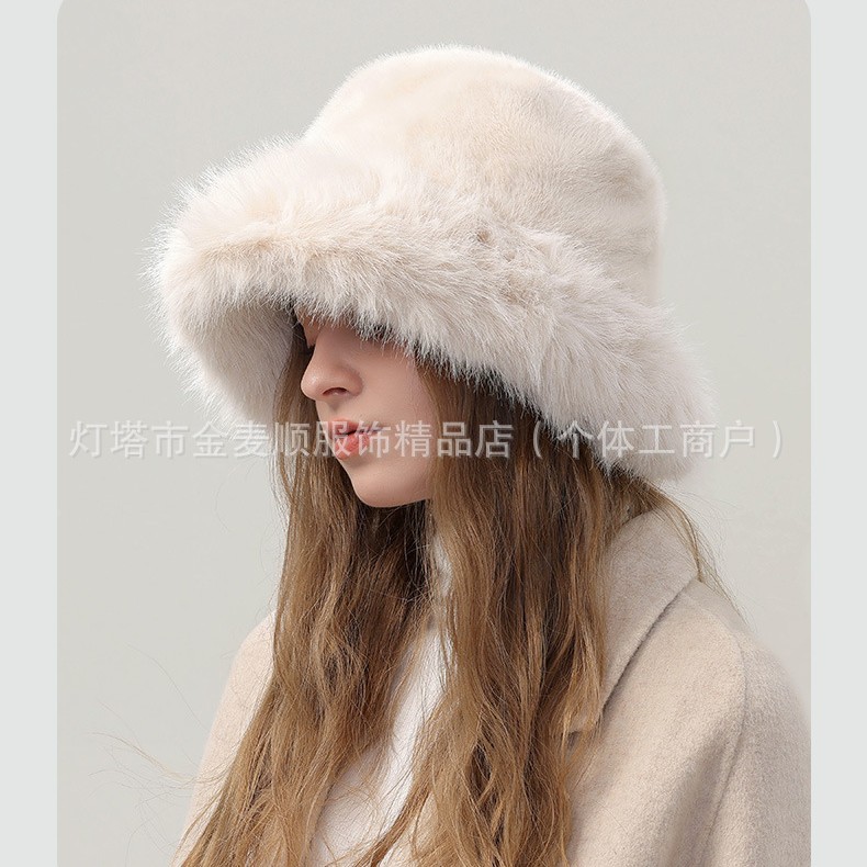 Nuevo sombrero de pescador de piel de imitación de alta calidad, terciopelo de otoño e invierno, protección para los oídos cálida, cara, pequeño sombrero de piel de zorro de color sólido