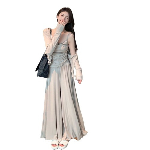 Lazily Chic Set, Spicy Camisole Sun Protection Cardigan Top for Women, Summer High-Waist Casual Skirt Pants Three-Piece Set