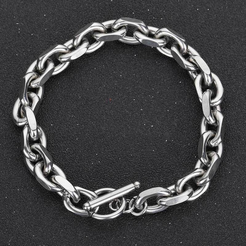 Cross-border European and American titanium steel cross chain O-shaped chain men's bracelet real gold plating stainless steel hip-hop bracelet jewelry