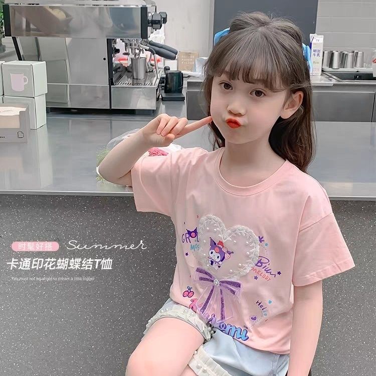 女宝宝爱莎公主t恤女童短袖2025夏季女孩儿童洋气百搭甜美上衣潮