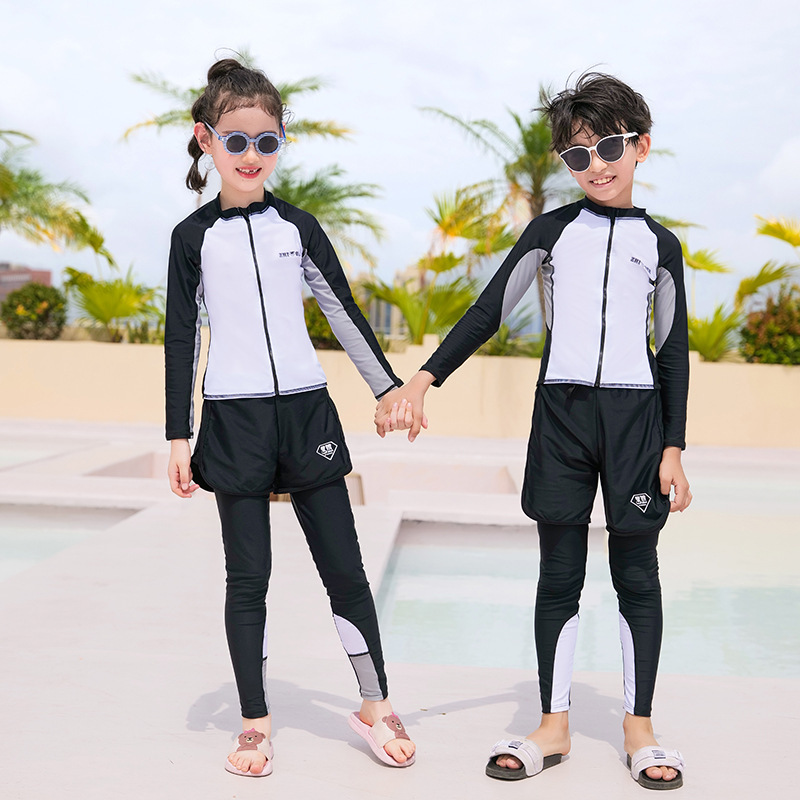 Factory direct swimsuit CUHK boys long sleeve trousers 2022 new sunscreen quick-drying parent-child split diving suit