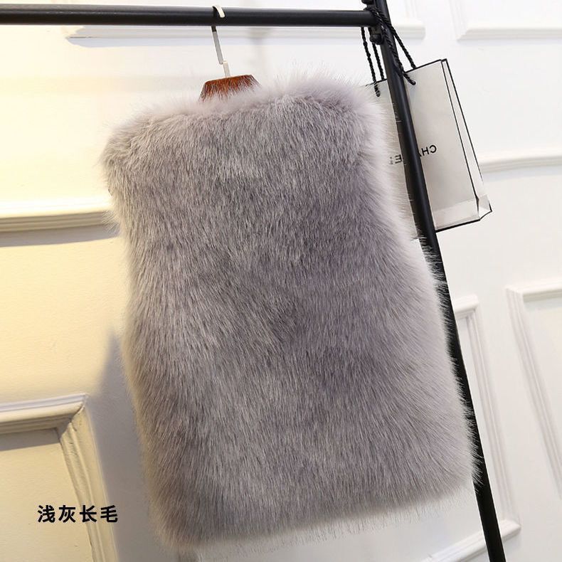 Imitation Fur Vest for Women Autumn and Winter Fox Fur Vest Thickeneded Warm Fashionable Fur Vest Large Size White