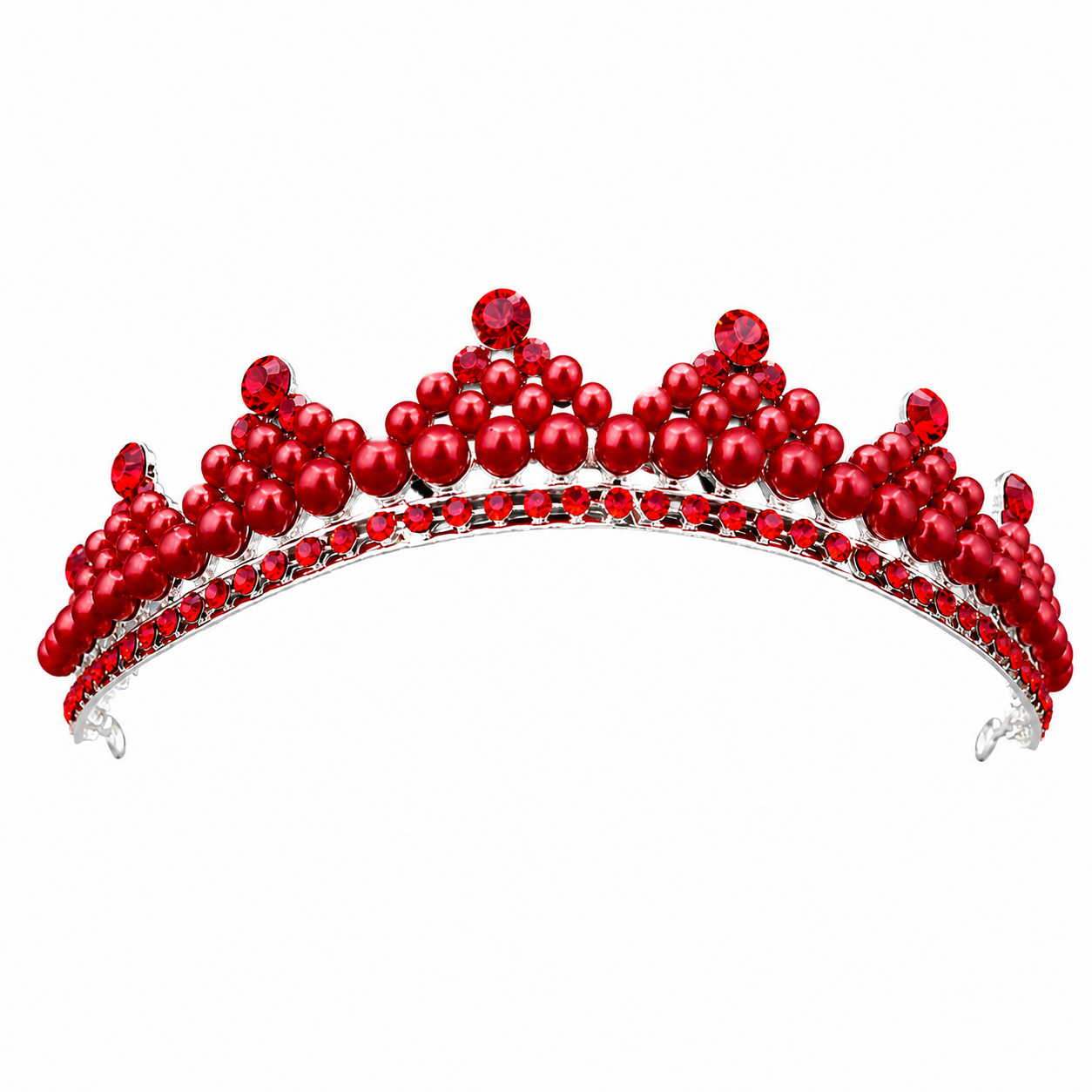 Corona Barroca Retro con Cristales Rojos de Aleación y Cristal Rojo, Acabado galvanizado, para desfiles, bodas y fiestas image 6