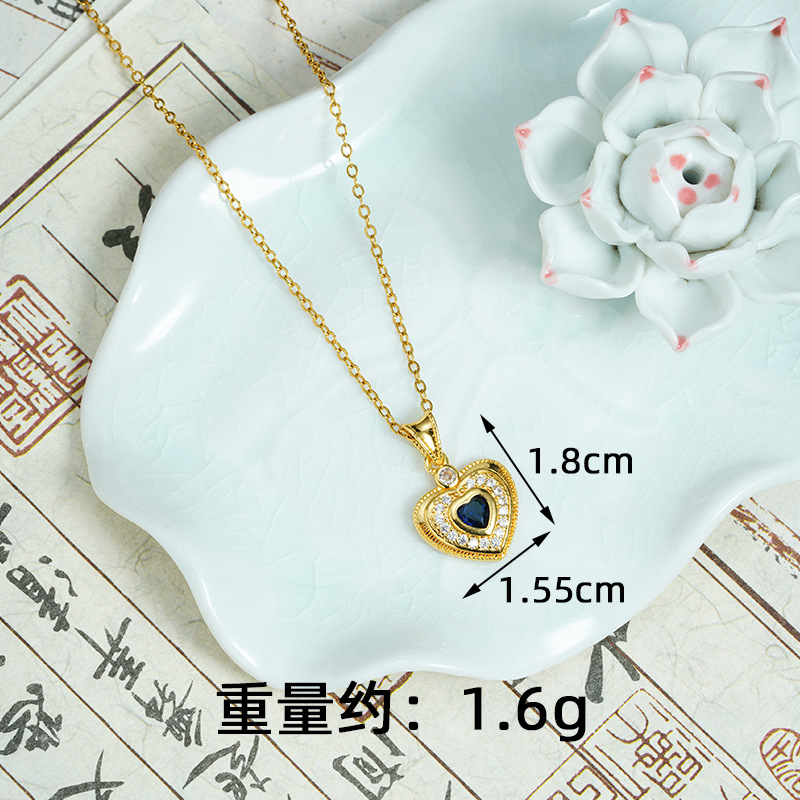 Colgante de oro de arena de Vietnam, viento de lujo ligero, diamantes, zafiro rojo, colgante de amor, diseño de nicho para niños, sentido de joyería al por mayor