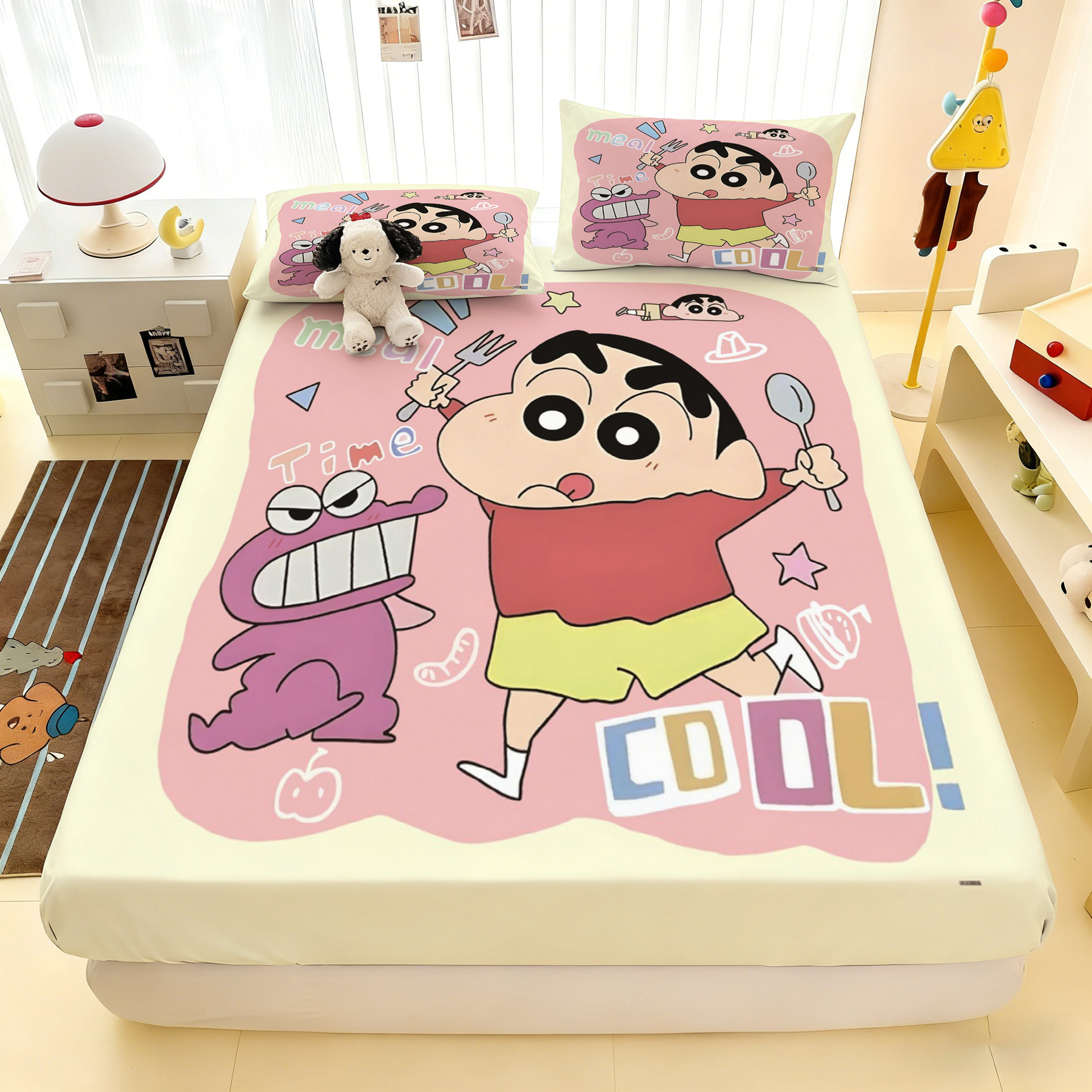 New Australian Cotton Crayon Shin-Chan Cartoon Cute Fitted Bed Sheets Bed Cover Simmons Mattress Protector with Printed Pillowcase 1.5m