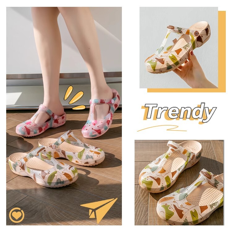 Veblen Cave Shoes Women's Summer Outer Wear Non-slip Soft Bottom Beach Shoes Soft Bottom Baotou Slippers Outdoor Jelly Sandals