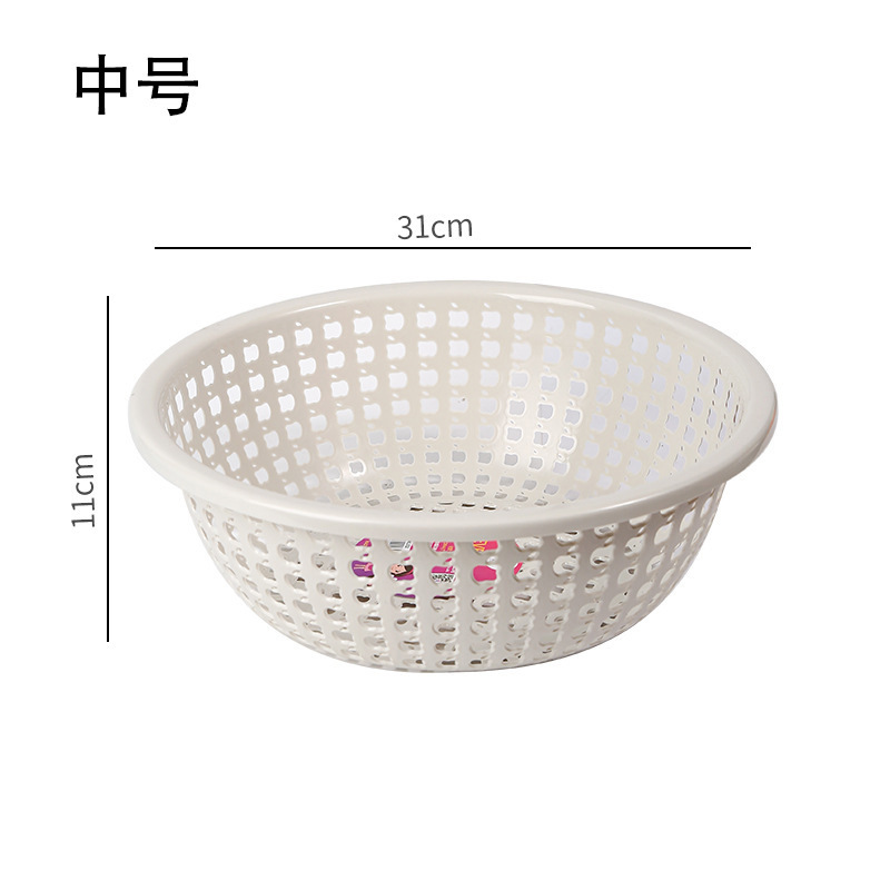 Cesta de drenaje de plástico hueca redonda Cesta de almacenamiento engrosada de frutas y verduras de cocina Cesta de lavado con filtro multifuncional