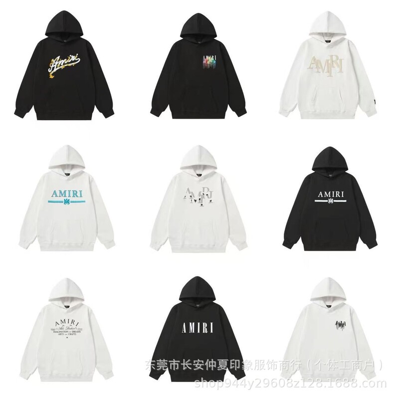 秋冬新款AMIRI 高品质印花连帽休闲宽松男女同款情侣卫衣帽衫现货|undefined
